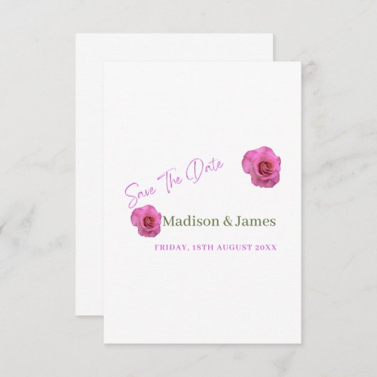 Roze bloemige save the date uitnodiging (Voorkant / Achterkant)