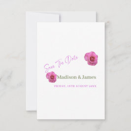 Roze bloemige save the date uitnodiging