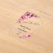 Roze Bloemige Save the Date Uitnodiging (Laagn)