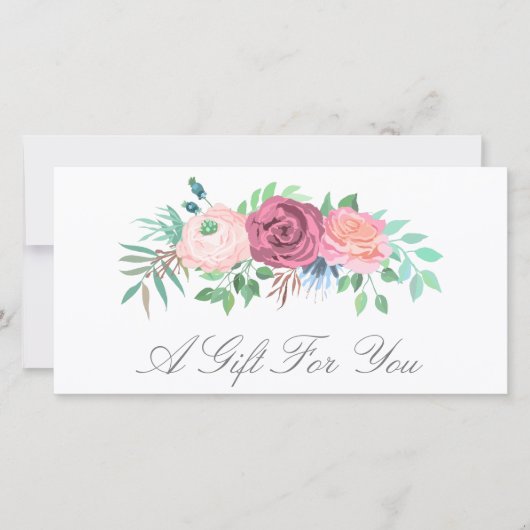 Roze bloemige schoonheidssalon cadeaubon (Voorkant)