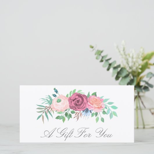 Roze bloemige schoonheidssalon cadeaubon (Staand voorkant)