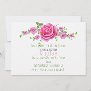 Roze bloemige shabby chic bruiloft uitnodiging