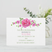 Roze bloemige shabby chic bruiloft uitnodiging (Staand voorkant)