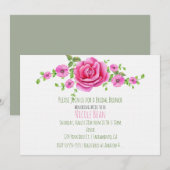 Roze bloemige shabby chic bruiloft uitnodiging (Voorkant / Achterkant)