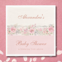 Roze Bloemige Shabby Chic Christelijke Baby Shower
