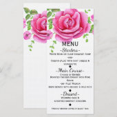 Roze Bloemige Shabby Chic Menu Card (Voorkant / Achterkant)