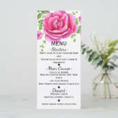 Roze bloemige shabby chic menukaart (Staand voorkant)