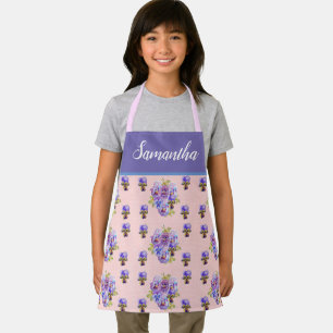 Roze bloemige shabby pastel viooltjes meisjes schort