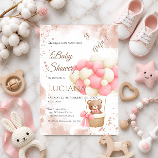 Roze bloemige Spaanse babyshower uitnodiging voor 