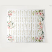 Roze Bloemige Step Repeat Sweet Sixteen Foto Prop Wandkleed (Voorkant (horizontaal))