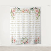 Roze Bloemige Step Repeat Sweet Sixteen Foto Prop Wandkleed (Voorkant)