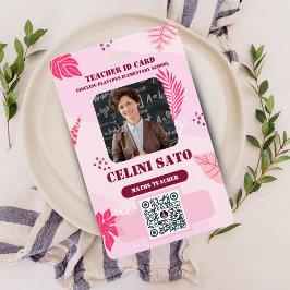 Roze Bloemige Stijl Huisonderwijs ID Kaart Badge
