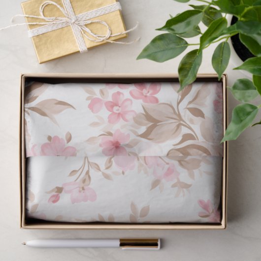  roze bloemige  stijl tissuepapier (Geschenk)