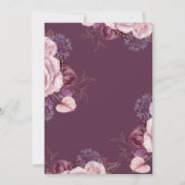 Roze bloemige stoffige rozen Boho bruiloft Kaart (Achterkant)