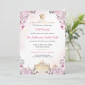 Roze Bloemige Sukhmani Sahib Path Uitnodiging (Staand voorkant)