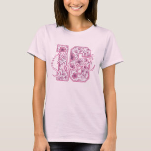 Roze bloemige Sweet 16 elegante 16e verjaardagscad T-shirt