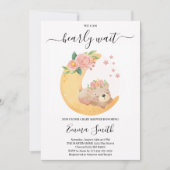 Roze bloemige teddybeer babyshower uitnodiging (Voorkant)