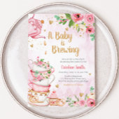 Roze Bloemige Thee Feest Baby Shower  Kaart