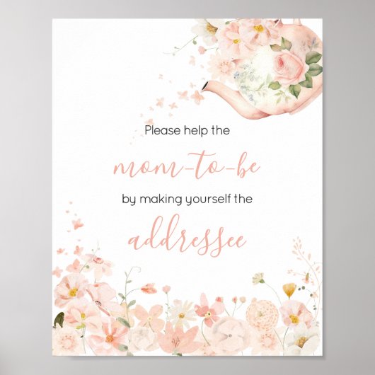 Roze Bloemige Thee voor Twee Envelope Station Poster (Voorkant)
