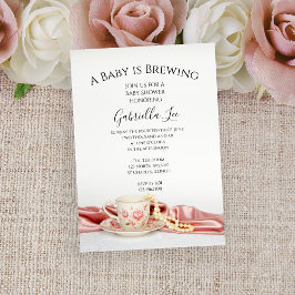 Roze Bloemige Theekopje Baby Brouwt Shower Kaart