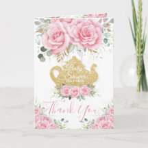 Roze Bloemige Theepartij Baby Shower Verjaardag