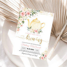 Roze bloemige theepartij voor meisje baby shower u