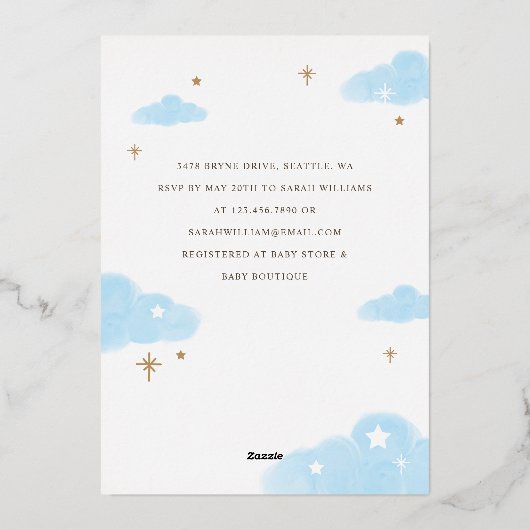 Roze bloemige thema ballon teddybeer babyshower folie uitnodiging (Achterkant)