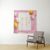 Roze Bloemige Thema Bruids-Shower Wandkleed (In Situ (horizontaal))