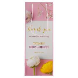 Roze Bloemige Thema Bruidsdouche Wijn Cadeautas