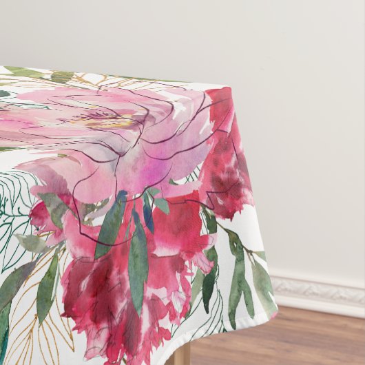 Roze Bloemige Tropisch Ontwerp Tafelkleed (Voorbeeld)
