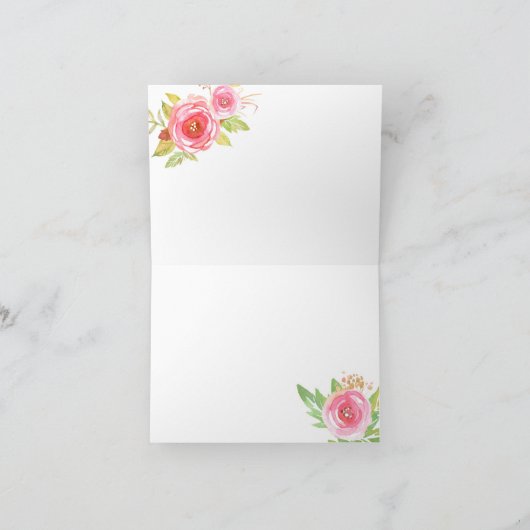 Roze bloemige trouw bruids dankkaartjes 3605 bedankkaart (Binnen)