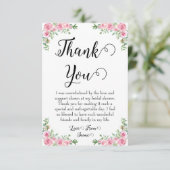 roze bloemige trouw bruidsmeisjes dankkaartjes bedankkaart (Staand voorkant)