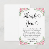 roze bloemige trouw bruidsmeisjes dankkaartjes bedankkaart (Voorkant / Achterkant)