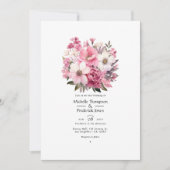 Roze Bloemige Trouw Kaart (Voorkant)
