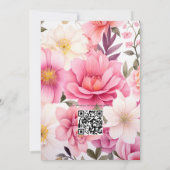 Roze Bloemige Trouw Kaart (Achterkant)