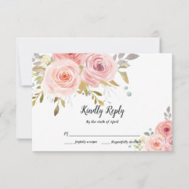 Roze Bloemige Trouw RSVP Kaart