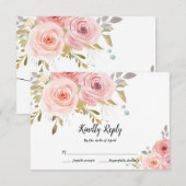 Roze Bloemige Trouw RSVP Kaart (Voorkant / Achterkant)