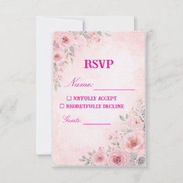 "Roze Bloemige Trouw RSVP Kaart Reactiekaart