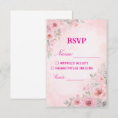 "Roze Bloemige Trouw RSVP Kaart Reactiekaart (Voorkant / Achterkant)
