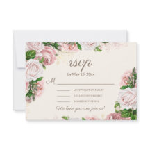 Roze bloemige trouw-RSVP kalligrafie script