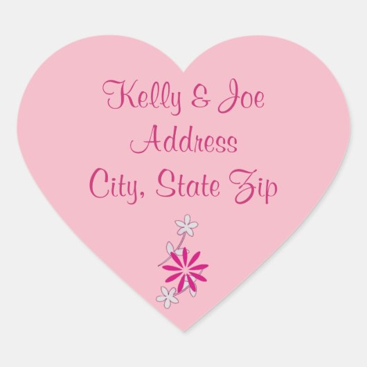 Roze bloemige trouwbloemen retouradres sticker (Voorkant)