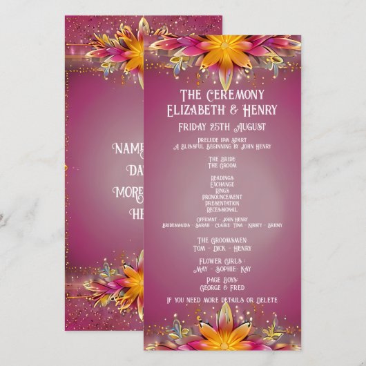 Roze Bloemige Trouwcollectie Elegantie (Voorkant / Achterkant)