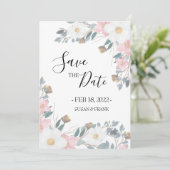 Roze Bloemige Trouwdag Save The Date (Staand voorkant)
