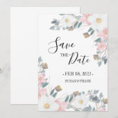 Roze Bloemige Trouwdag Save The Date (Voorkant / Achterkant)
