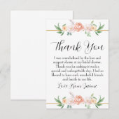 roze bloemige trouwfeest bedankkaartjes bedankkaart (Voorkant / Achterkant)