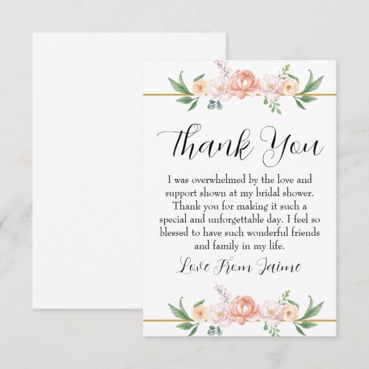 roze bloemige trouwfeest bedankkaartjes bedankkaart (Voorkant / Achterkant)