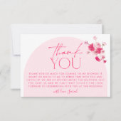 Roze Bloemige Trouwfeest Dank Je Kaart (Voorkant)