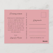 Roze bloemige trouwfoto bedankt briefkaart (Achterkant)