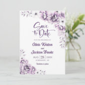 Roze bloemige trouwkaart 'Save the Date' Kaart (Staand voorkant)