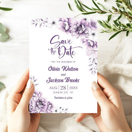 Roze bloemige trouwkaart 'Save the Date' Kaart